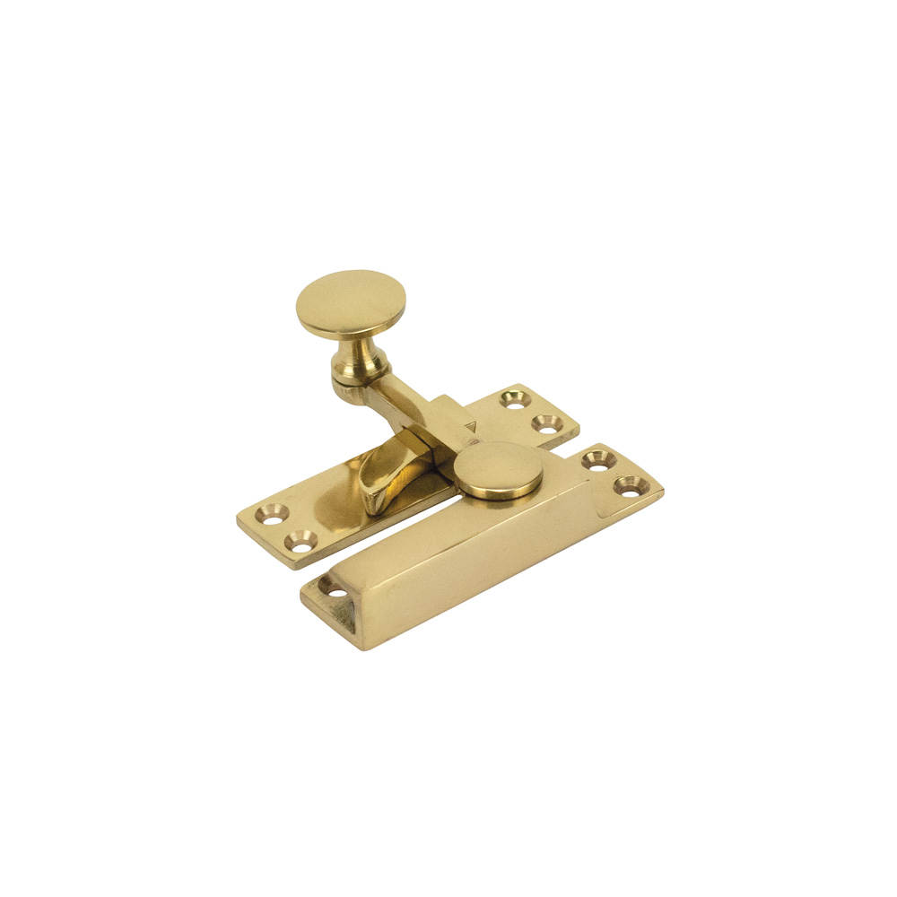 Sash Heritage Quadrant Fastener with Disc Knob (Non-Locking) - Polished Brass